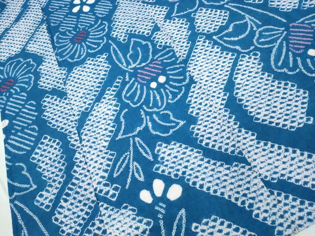 平和屋着物∴夏物 浴衣 有松鳴海絞り 流水花文 綿 逸品 CABD2566ng