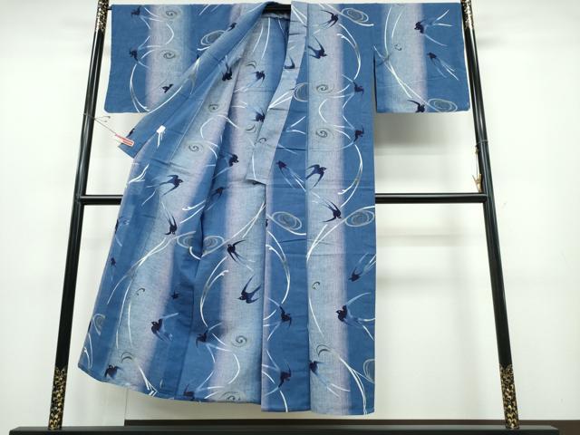 平和屋着物∴夏物 浴衣 ツバメ 燕 間道 綿 逸品 CABD2597ng