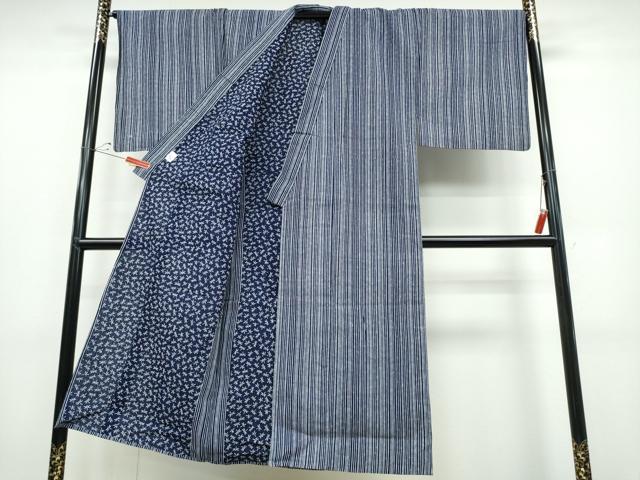 平和屋着物∴夏物 男性 浴衣 両面染 竹縞 綿 逸品 CABD2599ng