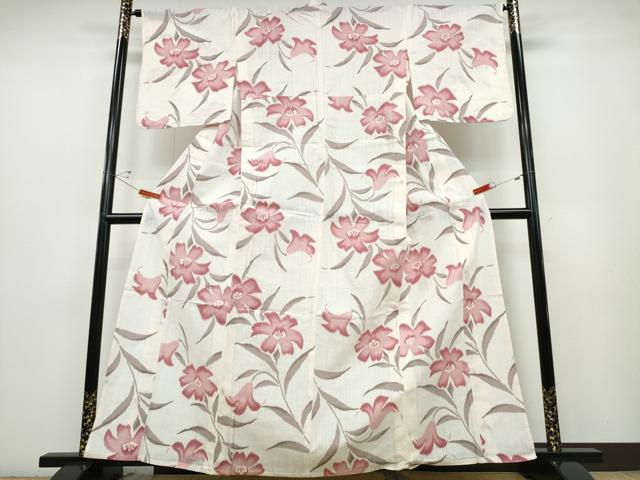 平和屋着物∴夏物 夢工房 浴衣 百合 綿麻 逸品 CABD2601ng