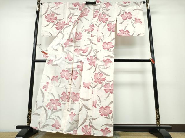 平和屋着物∴夏物 夢工房 浴衣 百合 綿麻 逸品 CABD2601ng