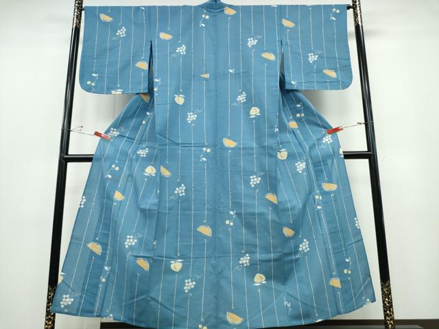 平和屋着物∴夏物 浴衣 さくらんぼ 葡萄 西瓜 桃 綿 逸品 CABD2608ng