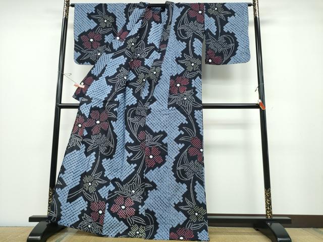平和屋着物∴夏物 浴衣 有松鳴海絞り 草花文 綿 逸品 CABD2610ng