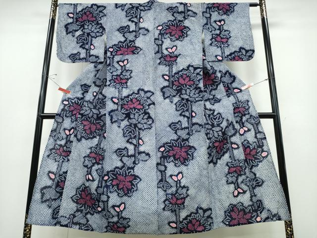 平和屋着物∴夏物 浴衣 有松鳴海絞り 枝牡丹文 綿 逸品 CABD2614ng