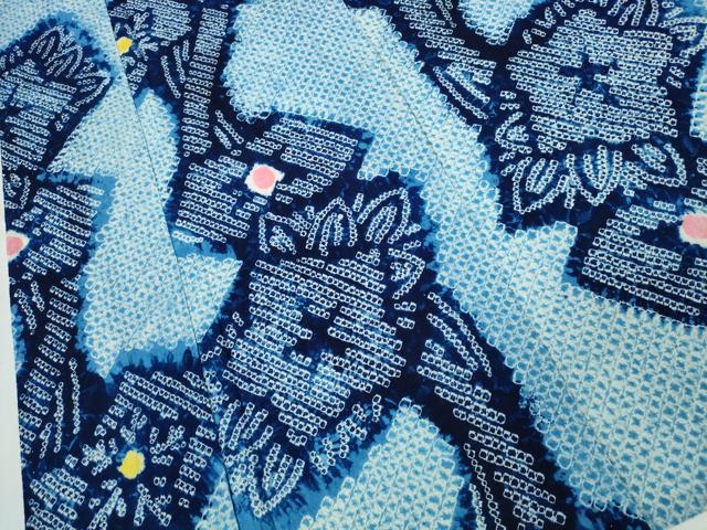 平和屋着物∴夏物 浴衣 有松鳴海絞り 枝花文 綿 逸品 CABD2619ng
