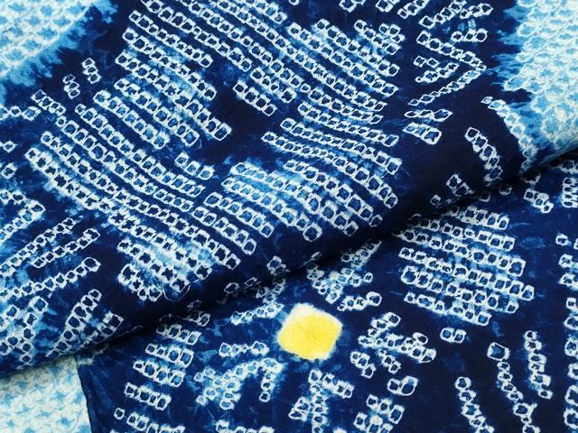 平和屋着物∴夏物 浴衣 有松鳴海絞り 枝花文 綿 逸品 CABD2619ng