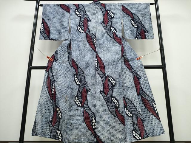 平和屋着物∴夏物 浴衣 有松鳴海絞り 草花文 綿 逸品 CABD2637ng