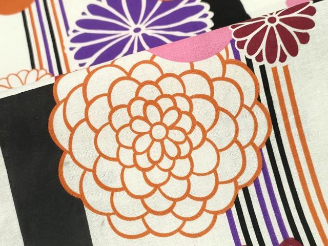 平和屋着物∴夏物 浴衣 格子舞花文 綿 逸品 CABD2658ng