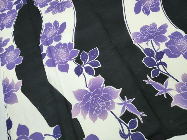 平和屋着物∴夏物 浴衣 よろけ縞 薔薇 綿 逸品 CABD2669ng