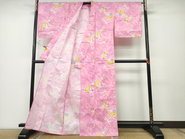 平和屋着物∴夏物 浴衣 トンボ 蜻蛉 舞菊文 綿 逸品 CABD2677ng
