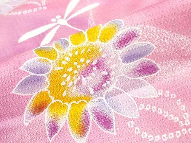 平和屋着物∴夏物 浴衣 トンボ 蜻蛉 舞菊文 綿 逸品 CABD2677ng