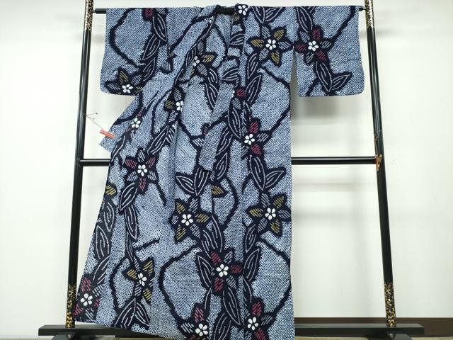 平和屋着物∴夏物 浴衣 有松鳴海絞り 流水舞花文 綿 逸品 CABD2681ng
