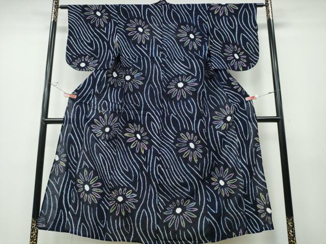 平和屋着物∴夏物 浴衣 有松鳴海絞り 流水舞菊文 綿 逸品 CABD2684ng