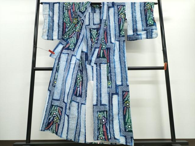平和屋着物∴夏物 浴衣 有松鳴海絞り 飾花文 綿 逸品 CABD2688ng