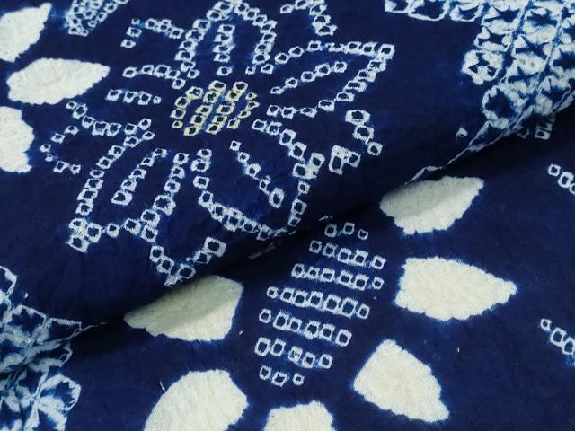 平和屋着物∴夏物 浴衣 有松鳴海絞り 枝花文 綿 逸品 CABD2694ng