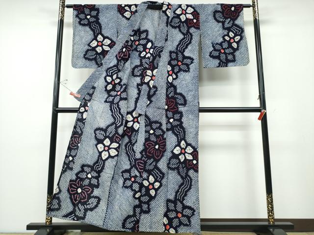 平和屋着物∴夏物 浴衣 有松鳴海絞り 舞花文 綿 逸品 CABD2708ng