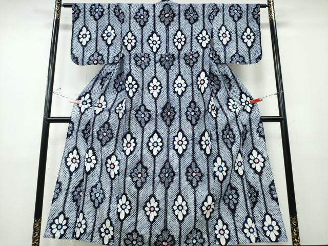 平和屋着物∴夏物 浴衣 有松鳴海絞り 花菱間道 綿 逸品 未使用 CABD2711ng