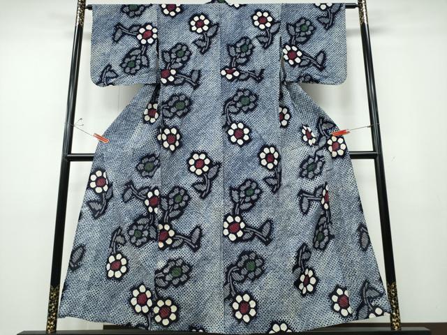 平和屋着物∴夏物 浴衣 有松鳴海絞り 舞草花文 綿 逸品 CABD2712ng