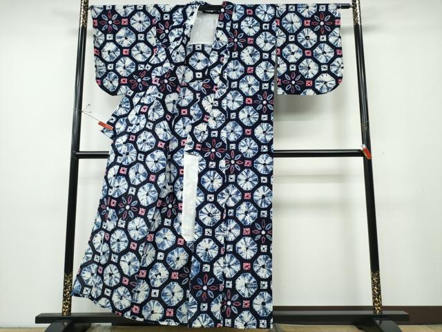 平和屋着物∴夏物 浴衣 有松鳴海絞り 蜀江花文 綿 逸品 CABD2714ng
