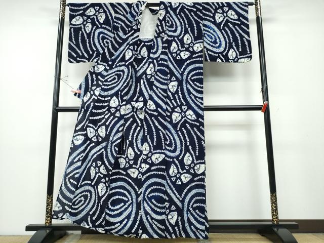 平和屋着物∴夏物 浴衣 有松鳴海絞り 流水舞蝶文 綿 逸品 CABD2715ng