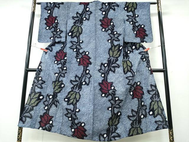 平和屋着物∴夏物 浴衣 有松鳴海絞り 枝花文 綿 逸品 CABD2722ng