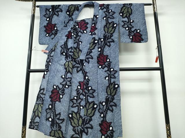 平和屋着物∴夏物 浴衣 有松鳴海絞り 枝花文 綿 逸品 CABD2722ng