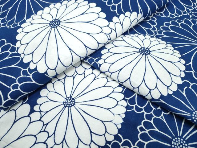 平和屋着物∴夏物 浴衣 藍 注染 手染め 手縫い 菊文 日本製 綿 逸品 CABD2733ng