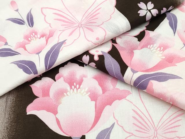 平和屋着物∴夏物 浴衣 舞蝶花間道 綿 逸品 CABD2744ng