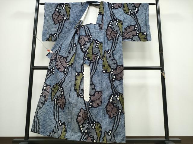 平和屋着物∴夏物 浴衣 有松鳴海絞り モンステラ 綿 逸品 CABD2749ng
