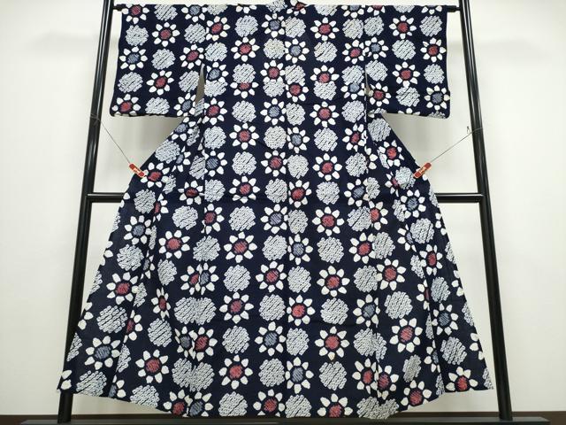 平和屋着物∴夏物 浴衣 有松鳴海絞り 天井花文 綿 逸品 CABD2751ng