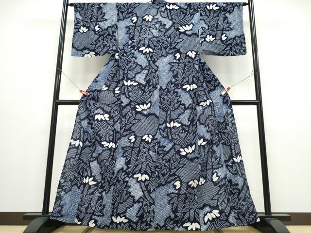 平和屋着物∴夏物 浴衣 有松鳴海絞り 笹竹文 綿 逸品 CABD2752ng