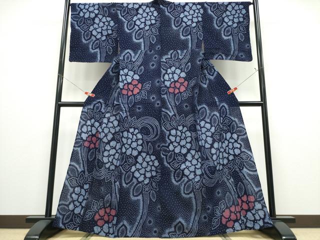 平和屋着物∴夏物 浴衣 有松鳴海絞り 紫陽花 綿 逸品 CABD2760ng