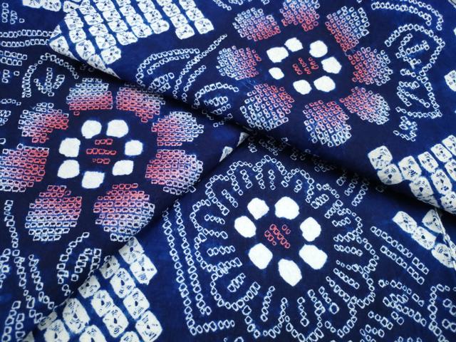 平和屋着物∴夏物 浴衣 有松鳴海絞り 地紙吉祥花文 綿 逸品 未使用 CABD2763ng