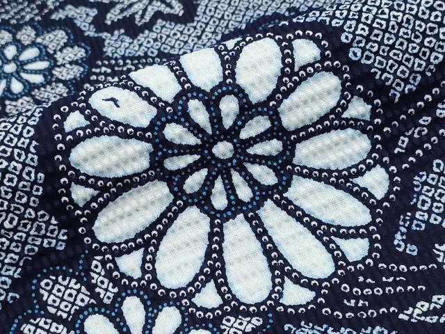 平和屋着物∴夏物 浴衣 流水菊文 リップル生地 綿 逸品 CABD2775ng