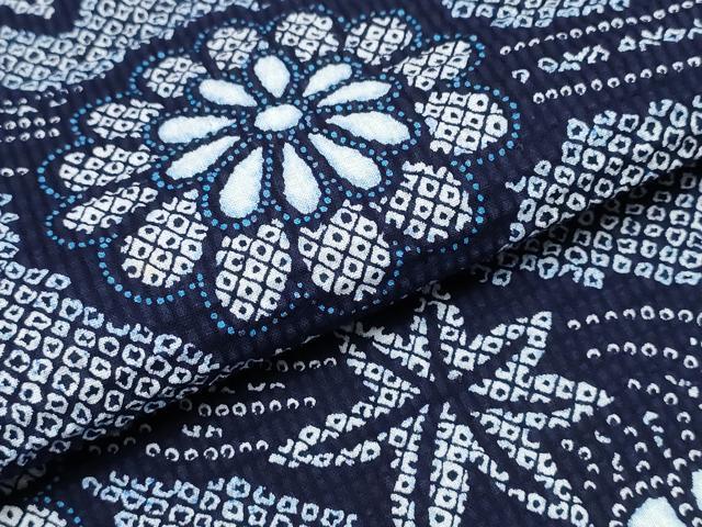 平和屋着物∴夏物 浴衣 流水菊文 リップル生地 綿 逸品 CABD2775ng