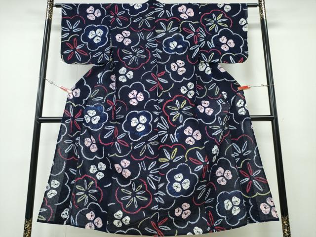 平和屋着物∴夏物 浴衣 有松鳴海絞り 梅笹文 綿 逸品 CABD2798ng