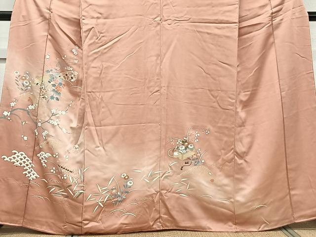平和屋着物■訪問着 片輪車花文 文箱 金彩 正絹 逸品 未使用 CABD2848xi