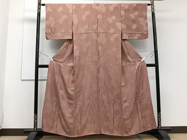 平和屋着物■上質な色無地 切嵌亀甲文 櫨色 小田急扱い 正絹 逸品 CABD2862xi