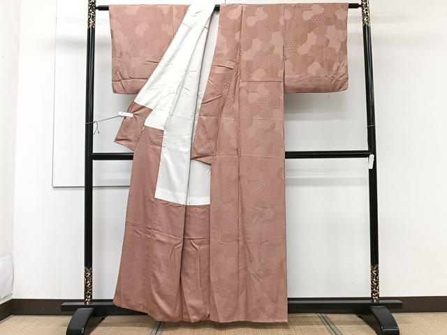 平和屋着物■上質な色無地 切嵌亀甲文 櫨色 小田急扱い 正絹 逸品 CABD2862xi