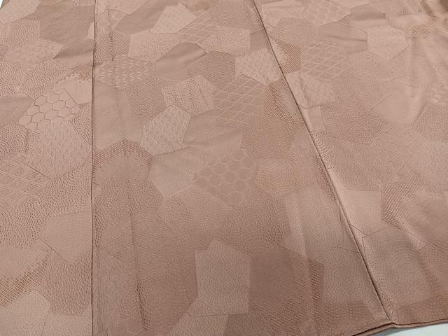 平和屋着物■上質な色無地 切嵌亀甲文 櫨色 小田急扱い 正絹 逸品 CABD2862xi