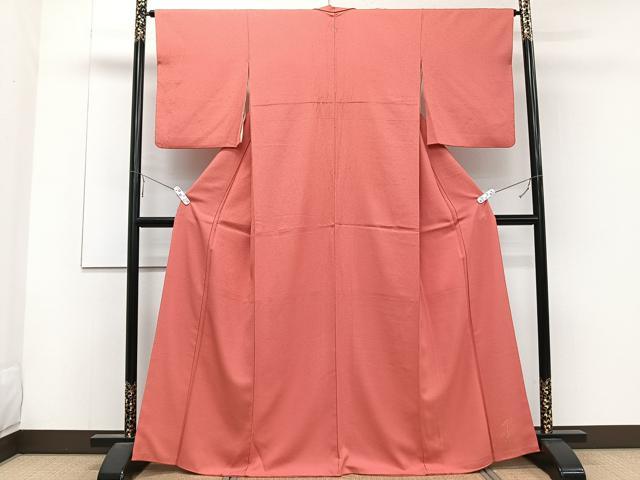 平和屋着物■上質な色無地 浅緋色 正絹 逸品 CABD2911xi