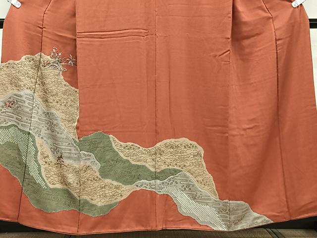 平和屋着物■訪問着 絞り 刺繍 籬花文 金彩 正絹 逸品 CABD2913xi