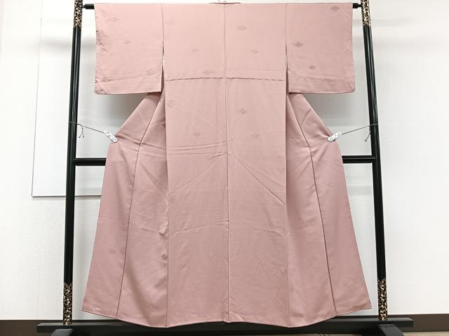 平和屋着物■上質な色無地 菱花文 退紅色 正絹 逸品 CABD2914xi
