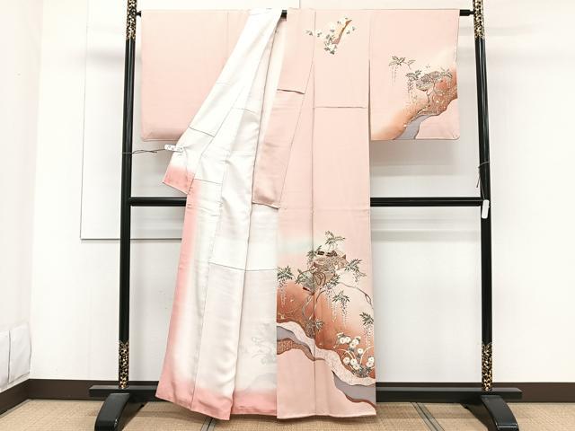 平和屋着物■訪問着 枝垂れ枝花文 文箱 暈し染め 金彩 正絹 逸品 CABD2915xi