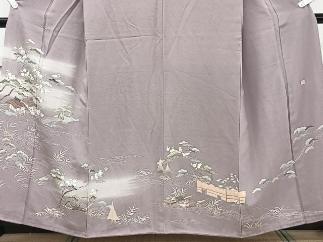 平和屋着物■訪問着 作家物 渡橋風景文 松竹梅 暈し染め 正絹 逸品 CABD3070xi