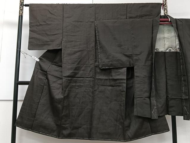 平和屋着物■男性 紬 アンサンブル 格子 正絹 逸品 CABD3081xi