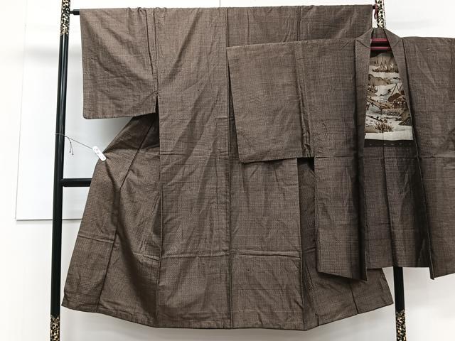 平和屋着物■男性 本場大島紬 アンサンブル 格子文 正絹 逸品 CABD3111xi
