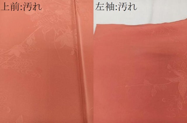 平和屋着物■上質な色無地 絵霞花地紋 鉛丹色 正絹 逸品 CABD3116xi