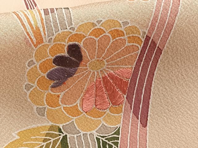 平和屋着物■訪問着 刺繍 草花文 正絹 逸品 CABD3157xi