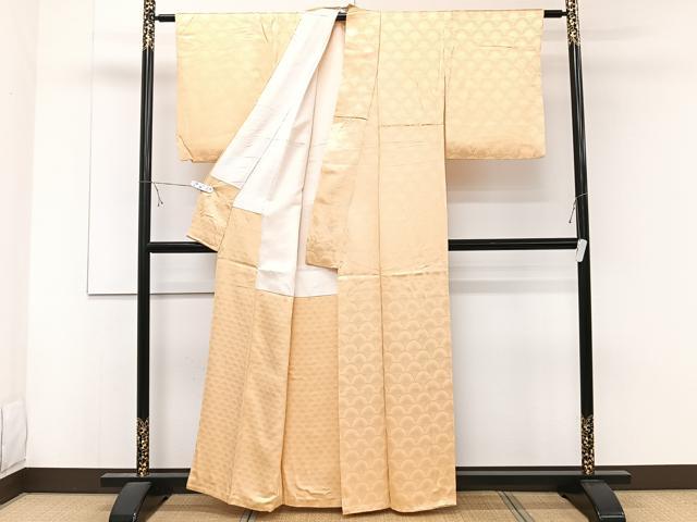 平和屋着物■上質な色無地 青海波地紋 雄黄色 正絹 逸品 CABD3176xi